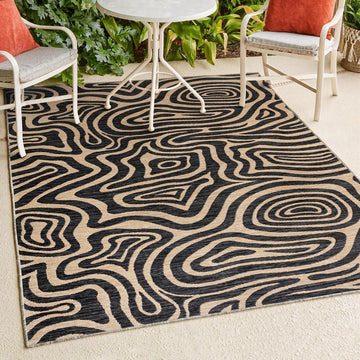 Eryx Modern Bohemian Abstract Organic Reversible Machine-Washable Indoor/Outdoor Area Rug